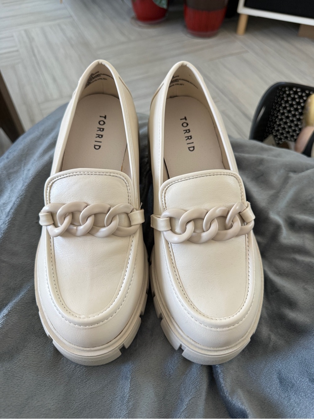 torrid Cream Chain-Detail Chunky Loafers